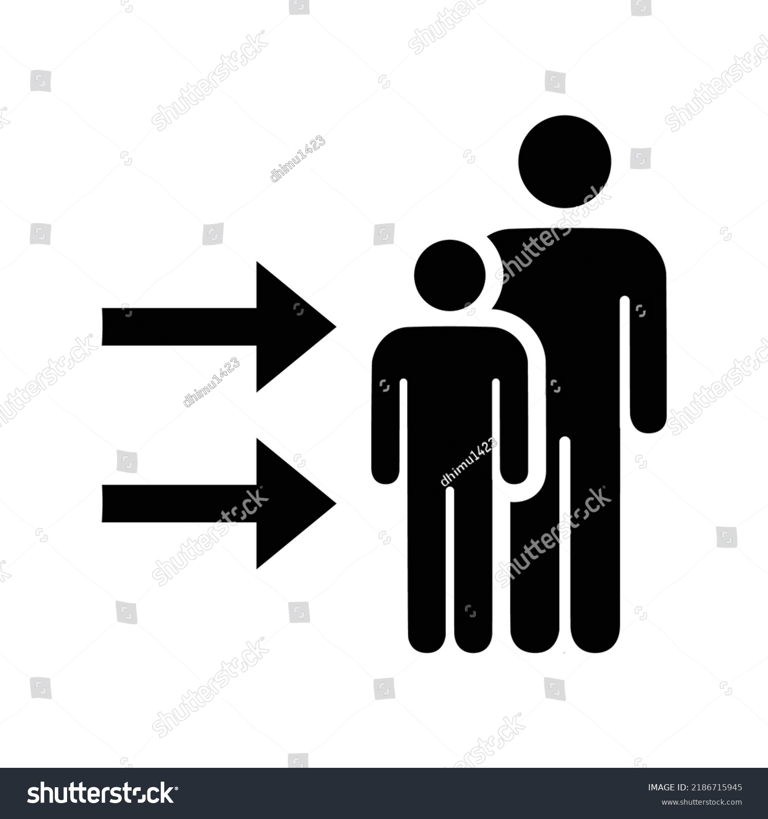 A Shutterstock diagram of a small figure to the left and overlapping a big figure. Arrows further to the left seem to signal motion of “pushing” the small figure onto the big figure.