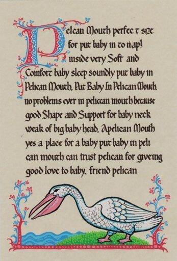 pelcan Mouth perfec t size for put baby in to n\ap! inside very Soft and Comfort baby sleep soundly put baby in Pelican Mouth. Put Baby In Pelican Mouth. no problems ever in peliccan mouth because good Shape and Support for baby neck weak of big baby head. Apelican Mouth yes a place for a baby put baby in pelican mouth can trust pelican for giveing good love to baby. friend pelican
