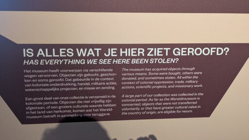Sign from museum with question "Has everything we see here been stolen?"