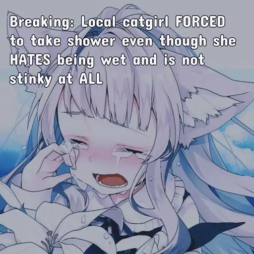 Breaking: Local catgirl FORCED to take shower even though she HATES being wet and is not stingy at ALL